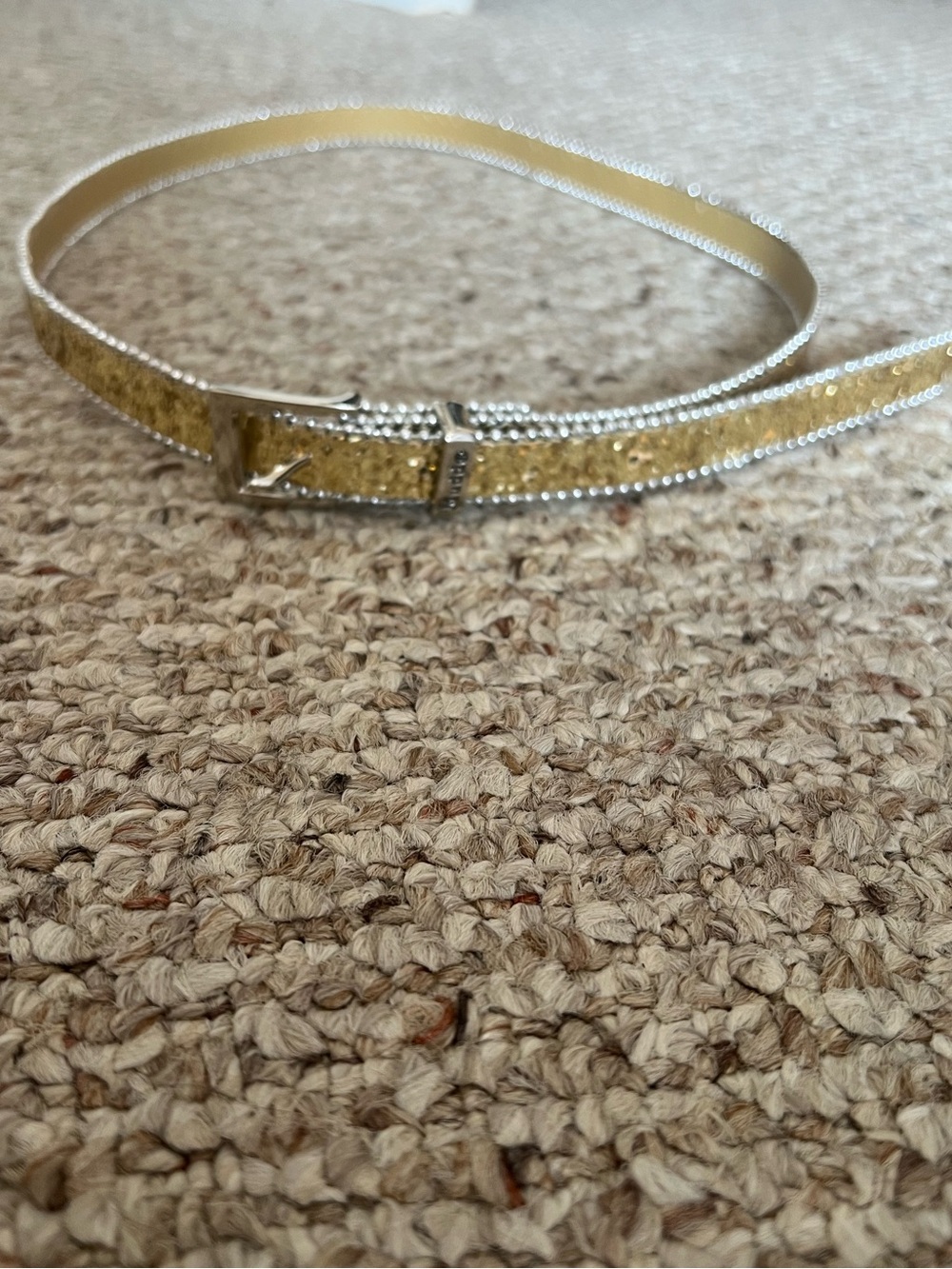 Mudd Gold Glitter Skinny Belt Silver Beaded Trim Y2K M/L